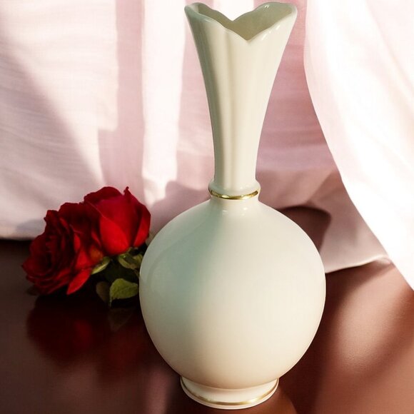 Lenox Pink Rose Bud Vase Roselyn Rhodora 24K Gold Trim 1953 Col. Valentines Gift - Picture 4 of 10